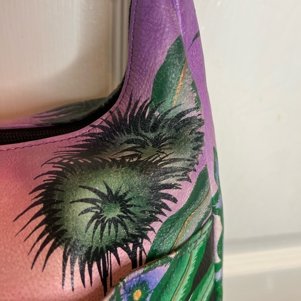 ANUSCHKA 🌷ANNA BY ANUSCHKA LEATHER HAND-PAINTED TRIPLE COMPARTMENT SATCHEL - Picture 13 of 16
